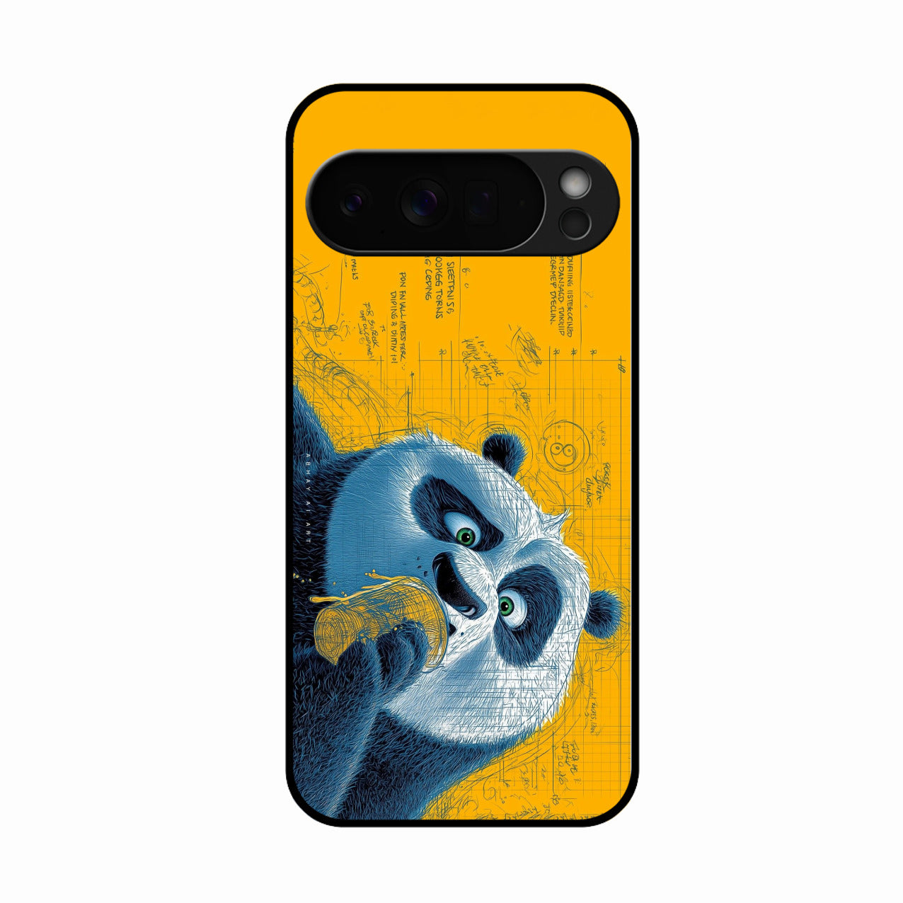 Cute Panda Sketch Premium Glass Phone Case for Google Pixel 10 Pro XL