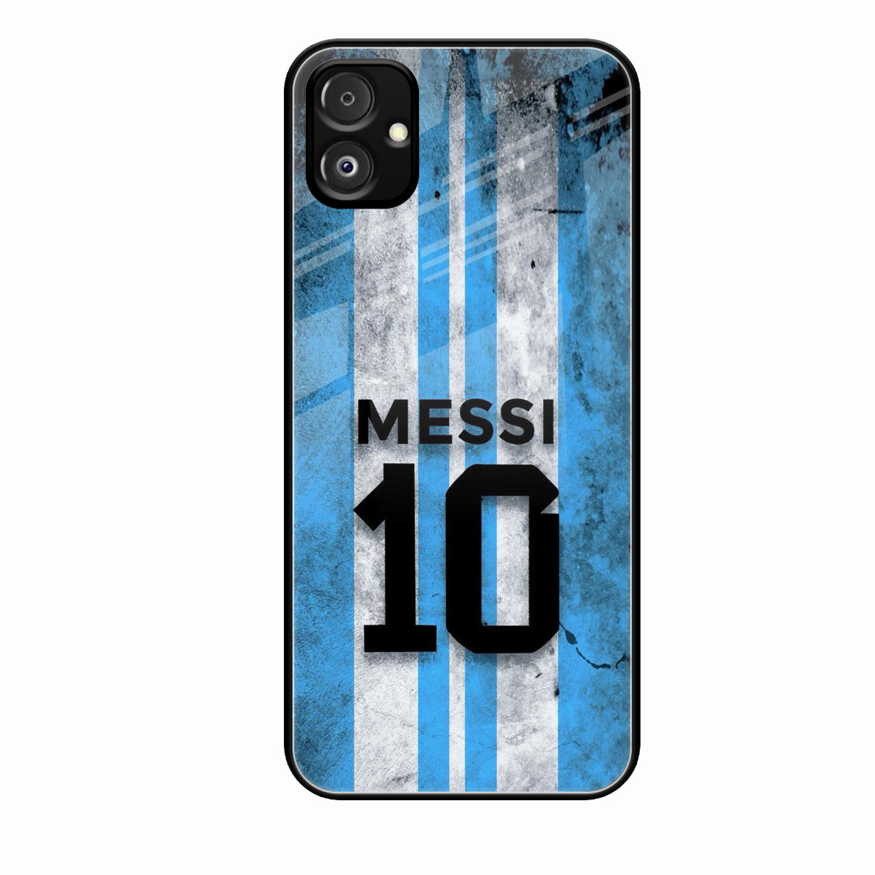 Blue Stripes Number 10 Football Glass Phone Case for Samsung Galaxy F14 5G
