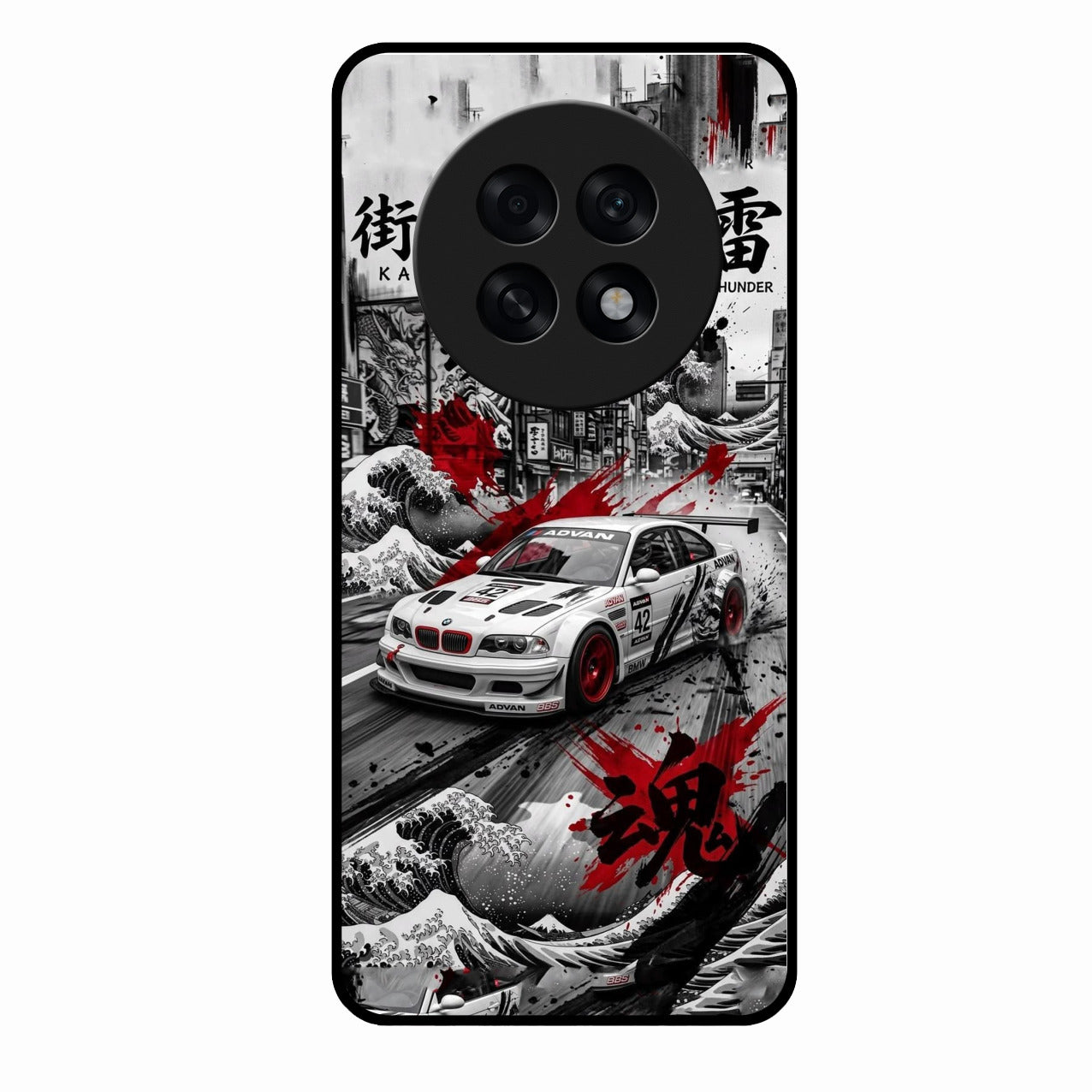 Japanese Wave Drift Racing Premium Glass Phone Case for Oppo F31 Pro Plus 5G