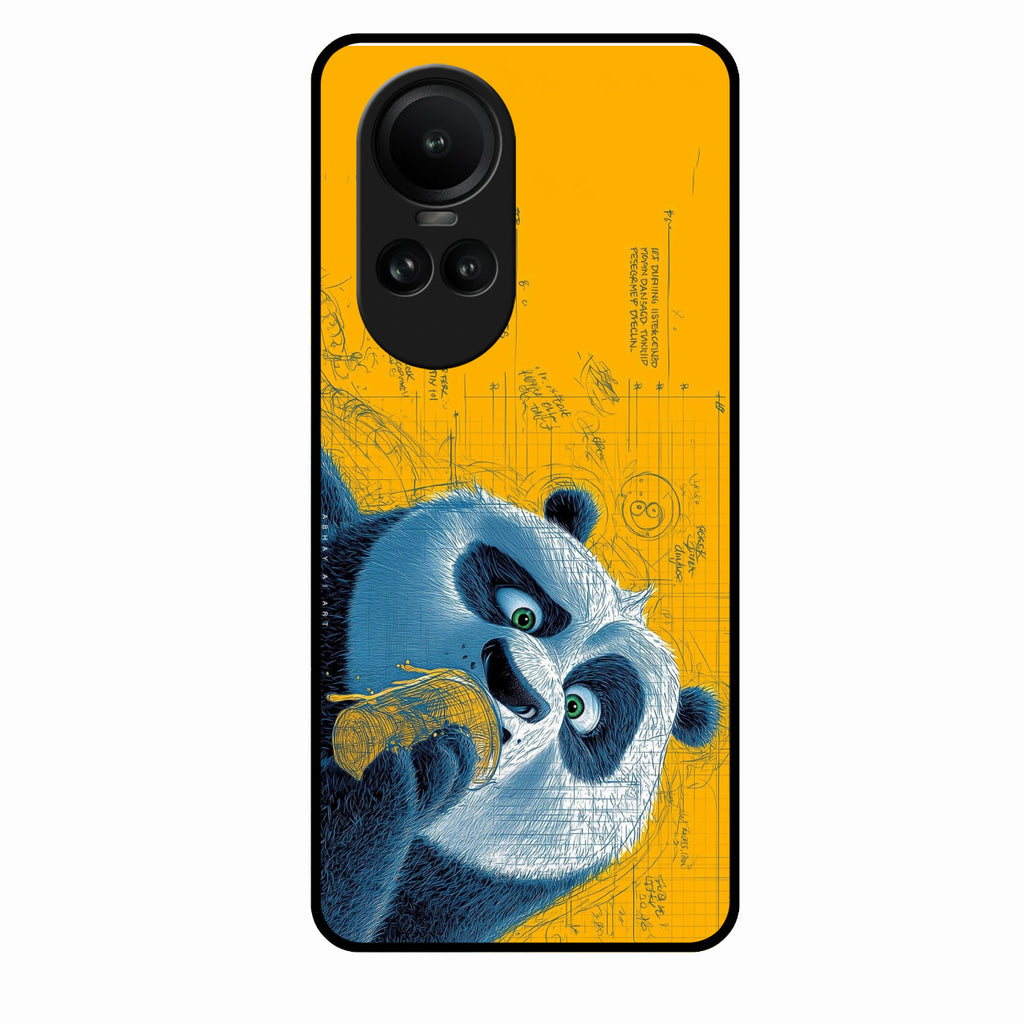 Cute Panda Sketch Premium Glass Phone Case for Oppo Reno 10 Pro 5G