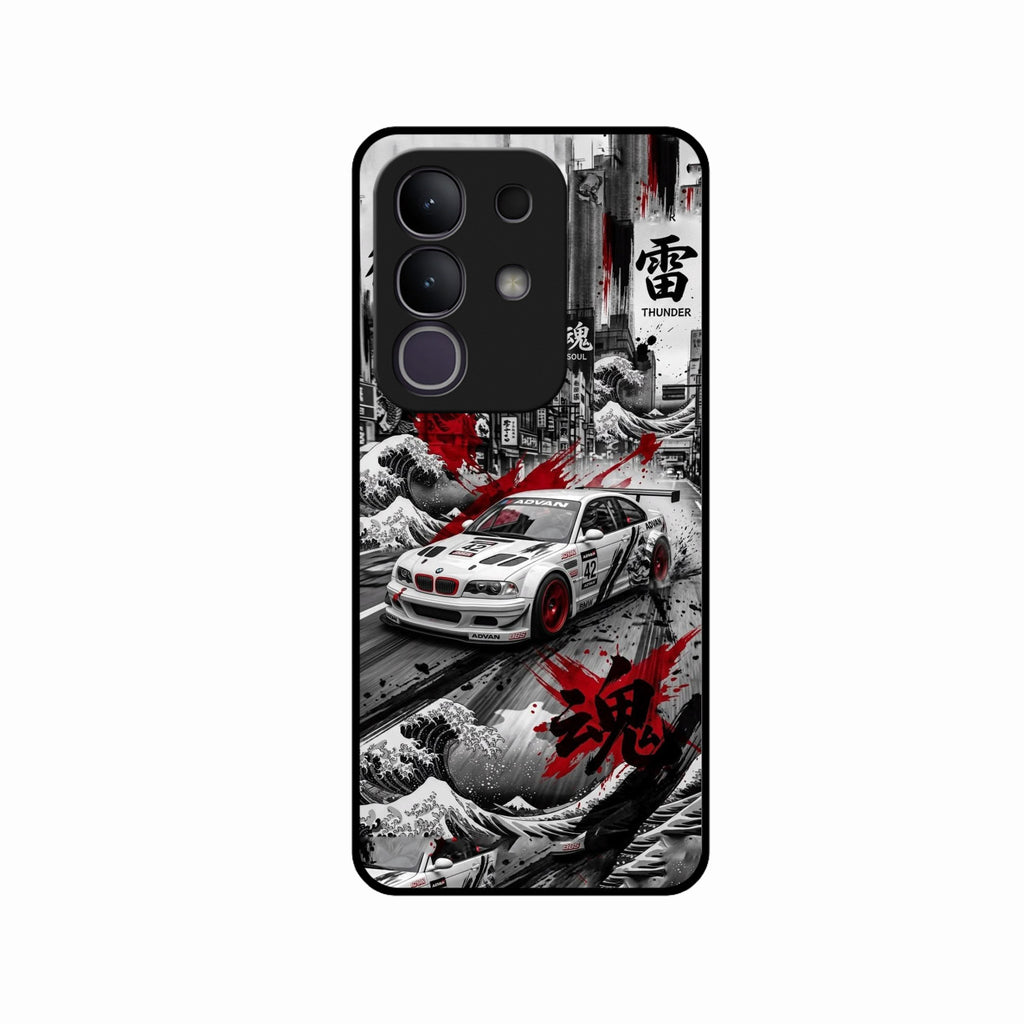 Japanese Wave Drift Racing Premium Glass Phone Case for iQOO Z10x 5G