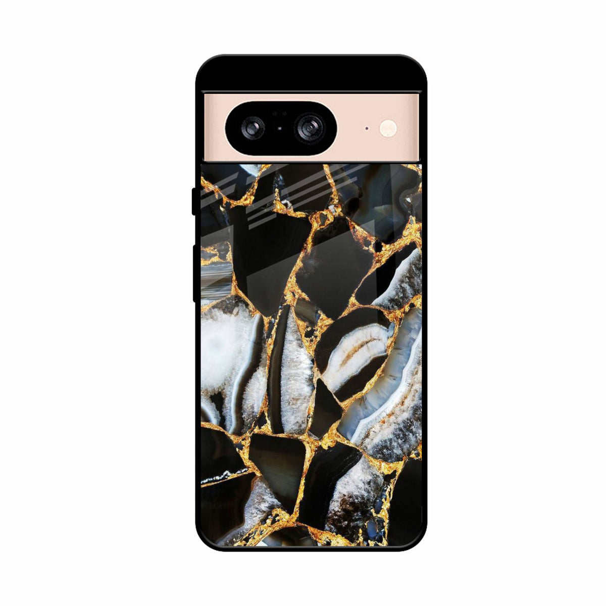 Black Gold Marble Glass Phone Case for Google Pixel 8 5G