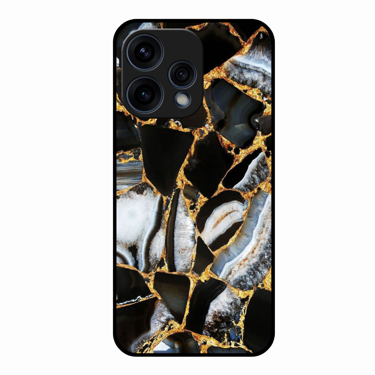 Black Gold Marble Glass Phone Case for Oppo Reno 15 5G