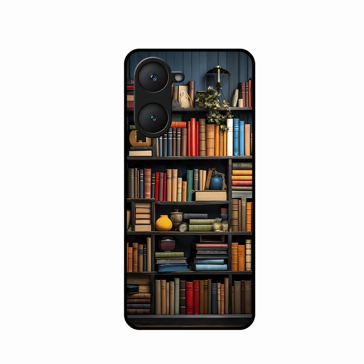 Colorful Bookshelf Art Glass Case Cover for iQOO Z9 Lite 5G