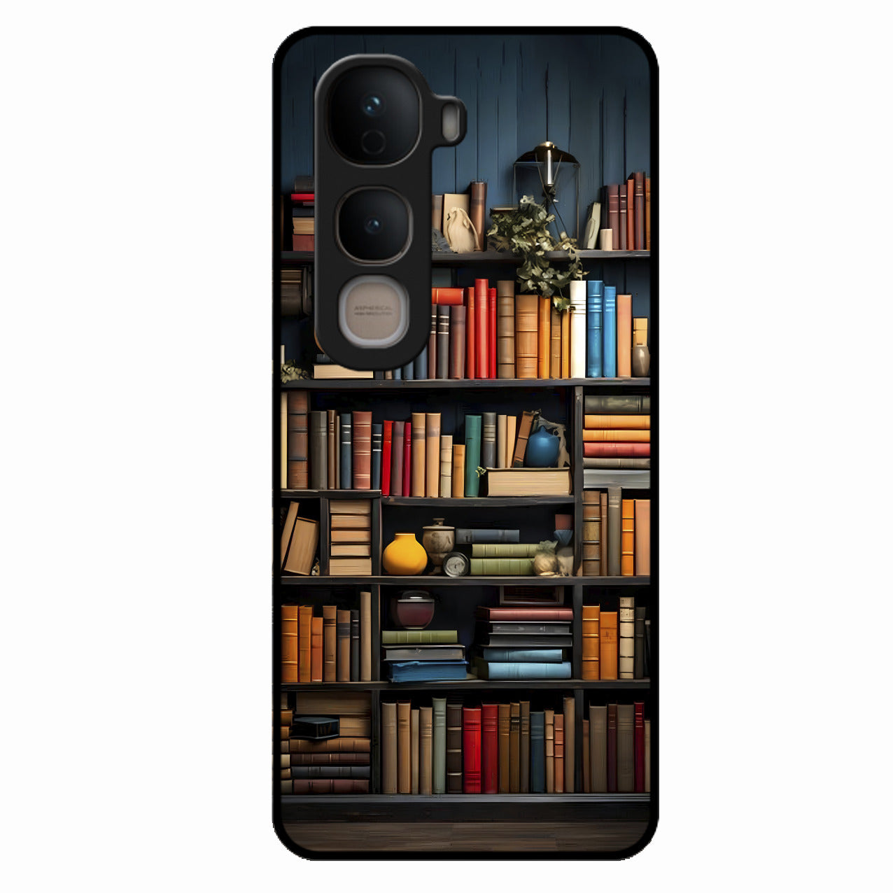 Colorful Bookshelf Art Glass Case Cover for Vivo Y400 5G