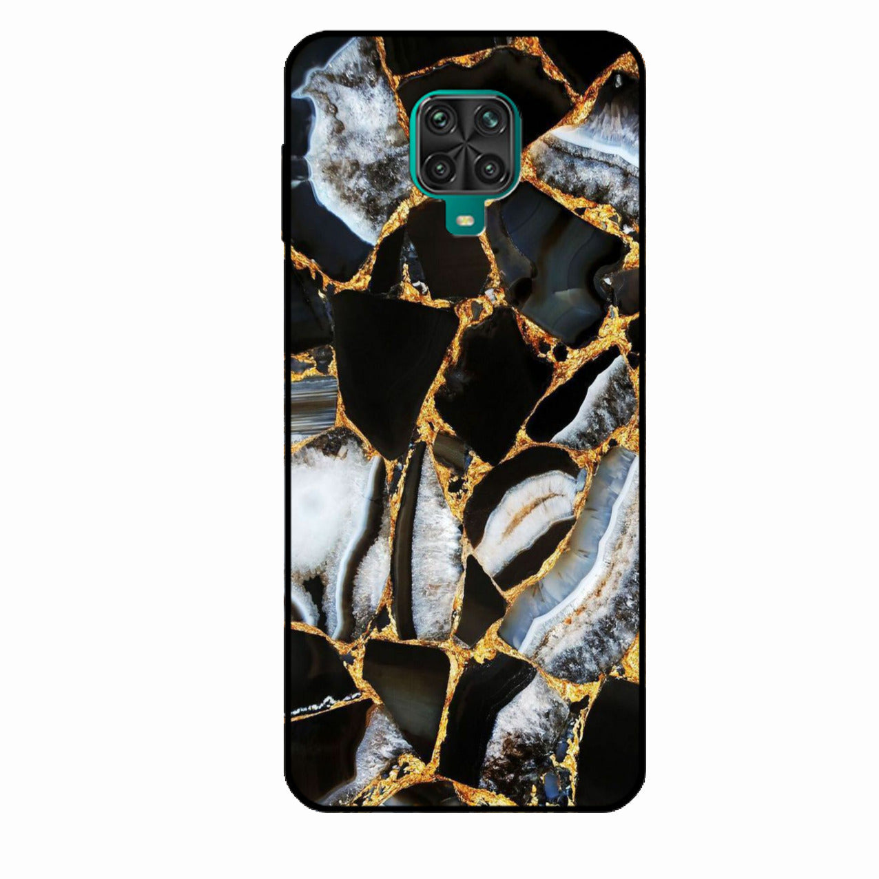 Black Gold Marble Glass Phone Case for Redmi Note 9 Pro