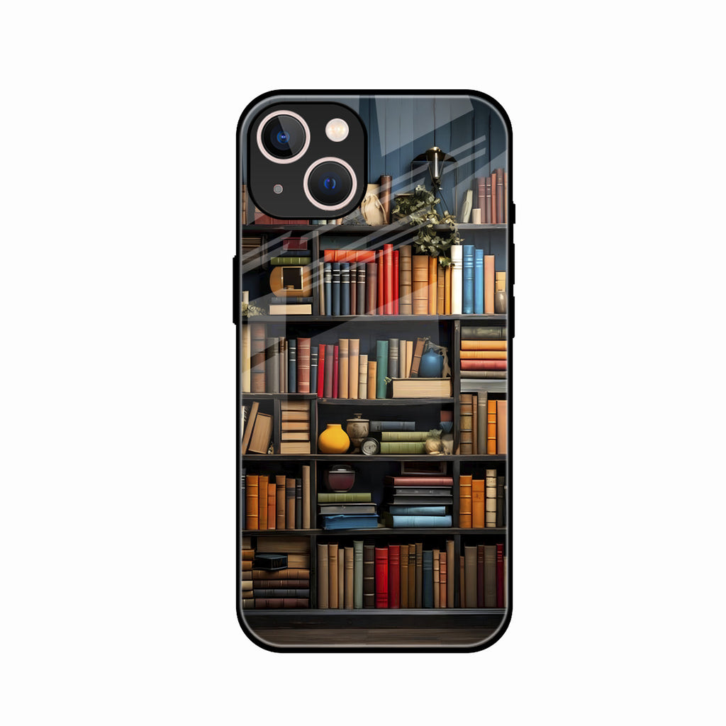 Colorful Bookshelf Art Glass Case Cover for iPhone 13 mini