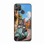 Cartoon Scooter Adventure Premium Glass Phone Case for Realme C21Y
