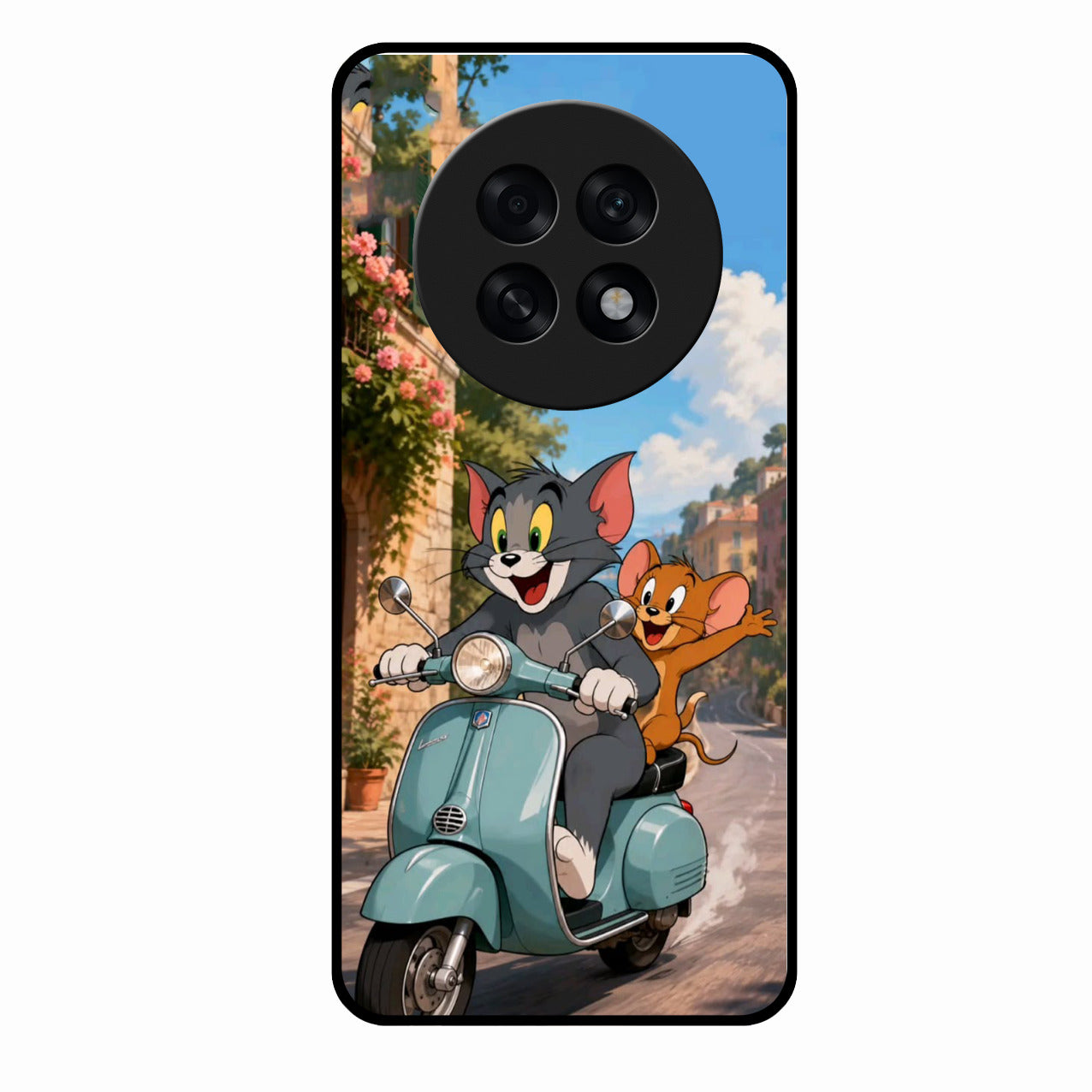 Cartoon Scooter Adventure Premium Glass Phone Case for Oppo F31 Pro Plus 5G