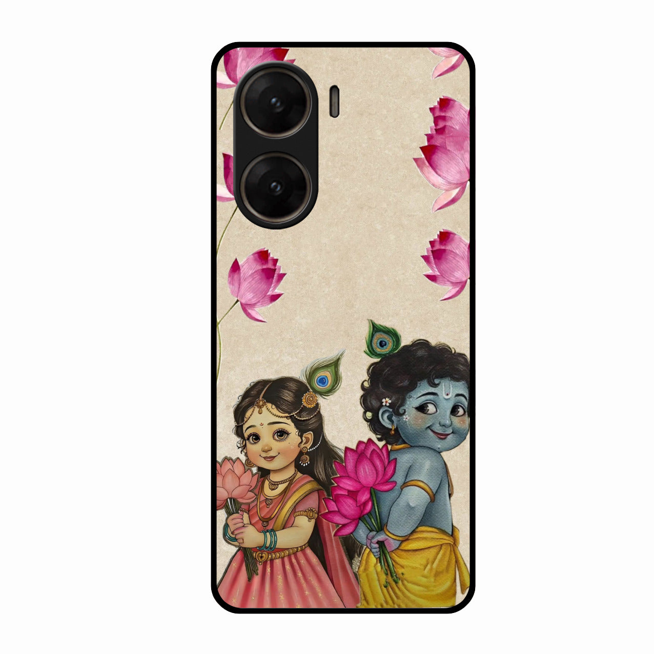 Krishna Eternal Lotus Glass Case for Vivo V29E 5G