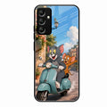 Cartoon Scooter Adventure Premium Glass Phone Case for Samsung Galaxy A34 5G