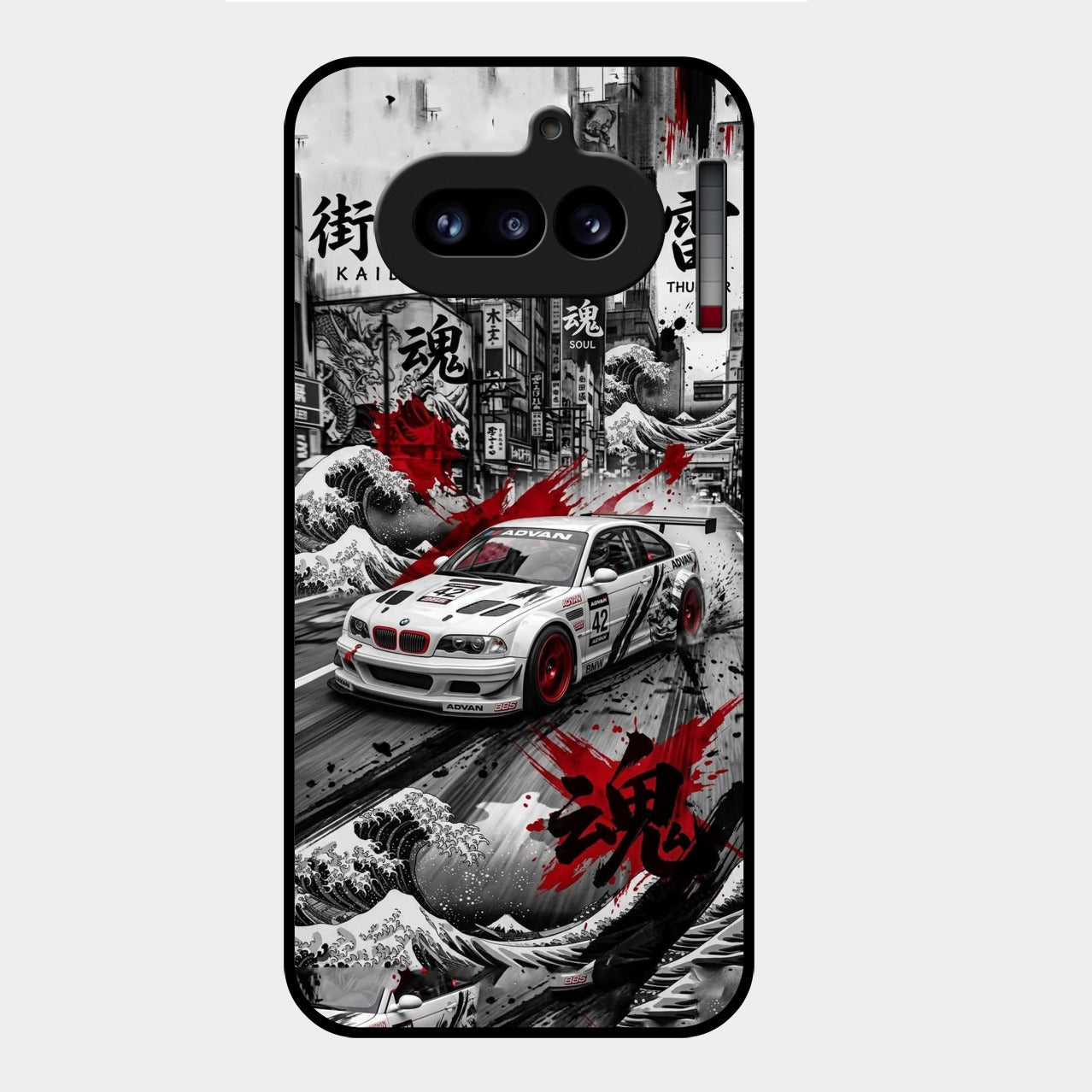 Japanese Wave Drift Racing Premium Glass Phone Case for Nothing Phone 4A 5G
