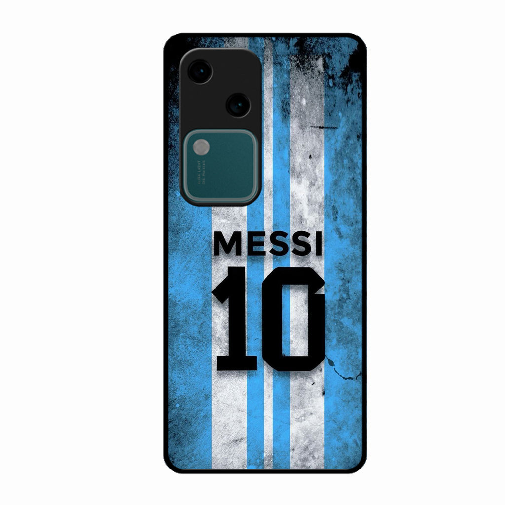 Blue Stripes Number 10 Football Glass Phone Case for Vivo V30 5G