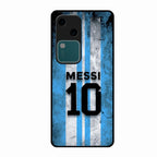 Blue Stripes Number 10 Football Glass Phone Case for Vivo V30 5G