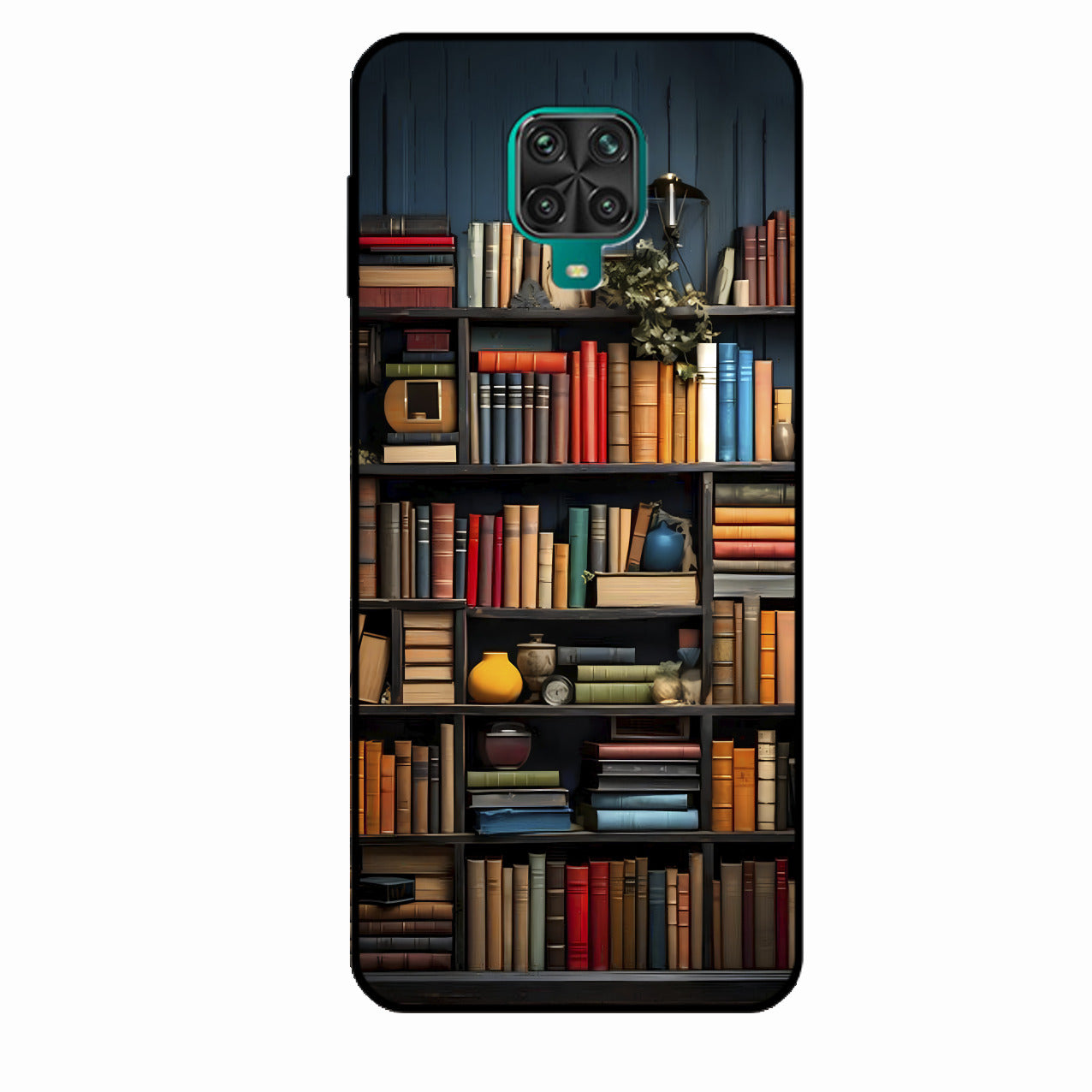 Colorful Bookshelf Art Glass Case Cover for Redmi Note 9 Pro Max