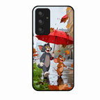 Rainy Day Cartoon Glass Phone Case for Samsung Galaxy A54 5G