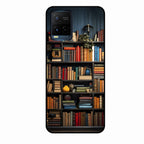 Colorful Bookshelf Art Glass Case Cover for Vivo T1X