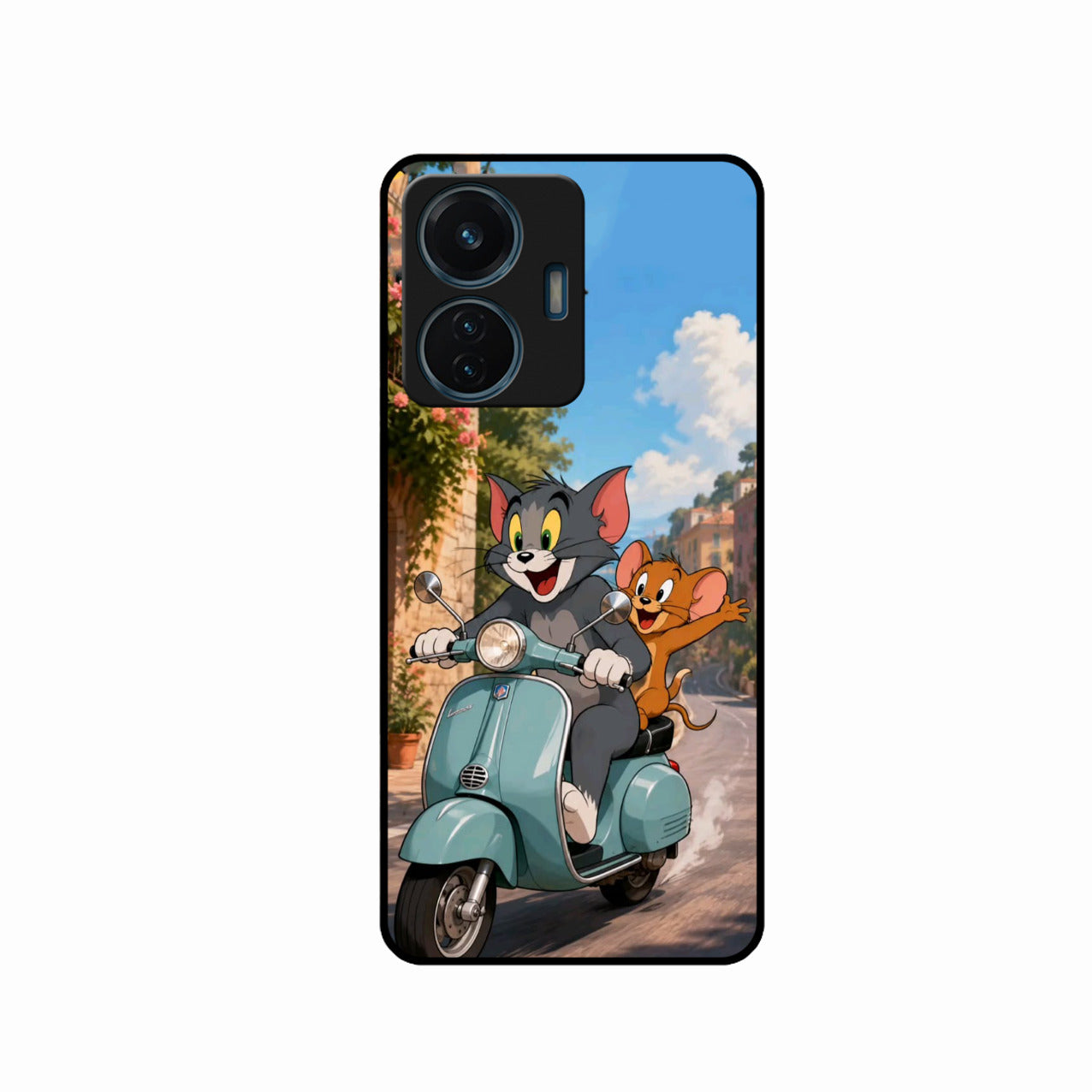 Cartoon Scooter Adventure Premium Glass Phone Case for iQOO Z6 Lite 5G
