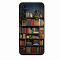 Colorful Bookshelf Art Glass Case Cover for Samsung Galaxy M16 5G