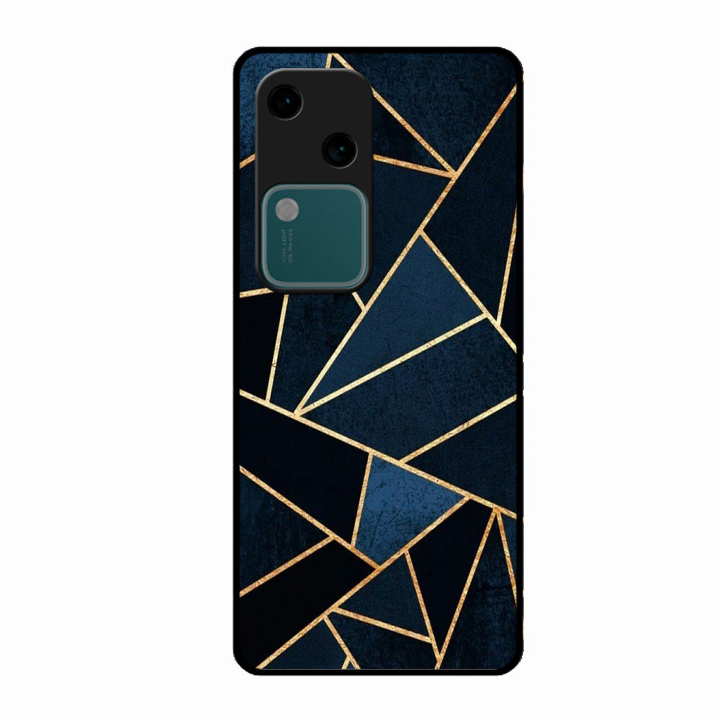 Midnight Gold Geometric Premium Glass Phone Case for Vivo V30 5G