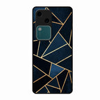 Midnight Gold Geometric Premium Glass Phone Case for Vivo V30 5G