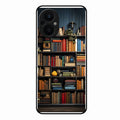 Colorful Bookshelf Art Glass Case Cover for Oppo F21S Pro 5G