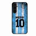 Blue Stripes Number 10 Football Glass Phone Case for Samsung Galaxy S23 Fe 5G