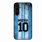 Blue Stripes Number 10 Football Glass Phone Case for Samsung Galaxy S23 Fe 5G