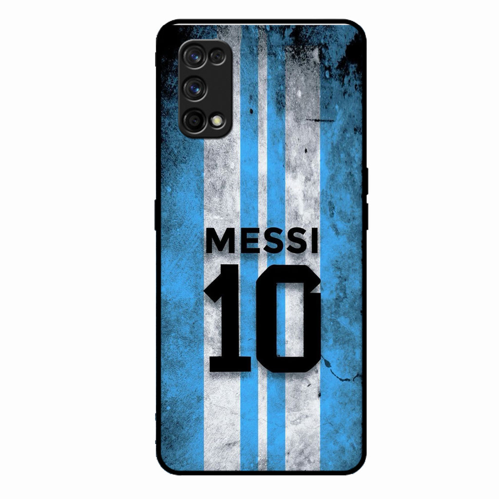 Blue Stripes Number 10 Football Glass Phone Case for Realme 7 Pro