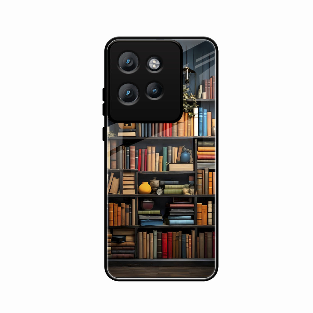 Colorful Bookshelf Art Glass Case Cover for Motorola Edge 50 Neo