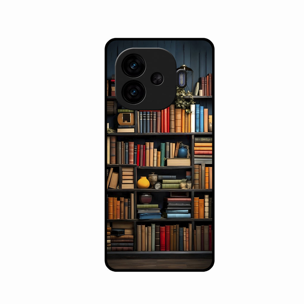 Colorful Bookshelf Art Glass Case Cover for iQOO Neo 10R 5G
