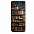 Colorful Bookshelf Art Glass Case Cover for Samsung Galaxy F42 5G
