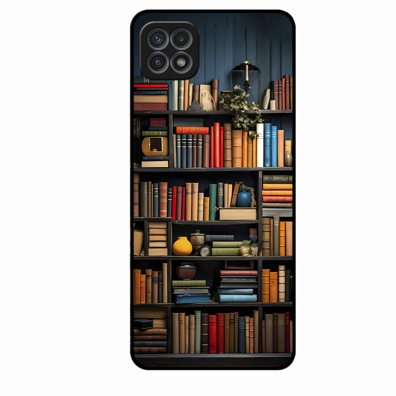 Colorful Bookshelf Art Glass Case Cover for Samsung Galaxy F42 5G