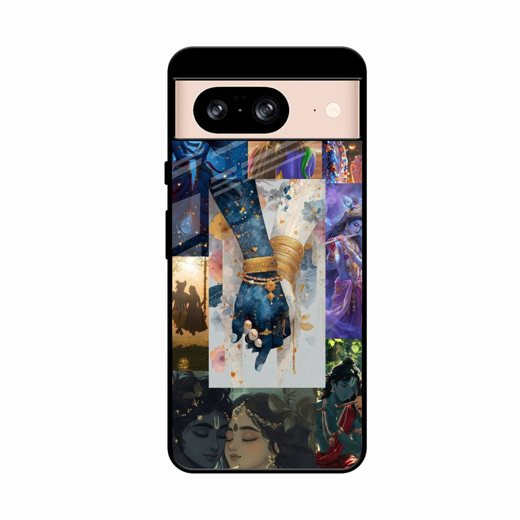 Eternal Radha Krishna Love Glass Phone Case for Google Pixel 8 5G