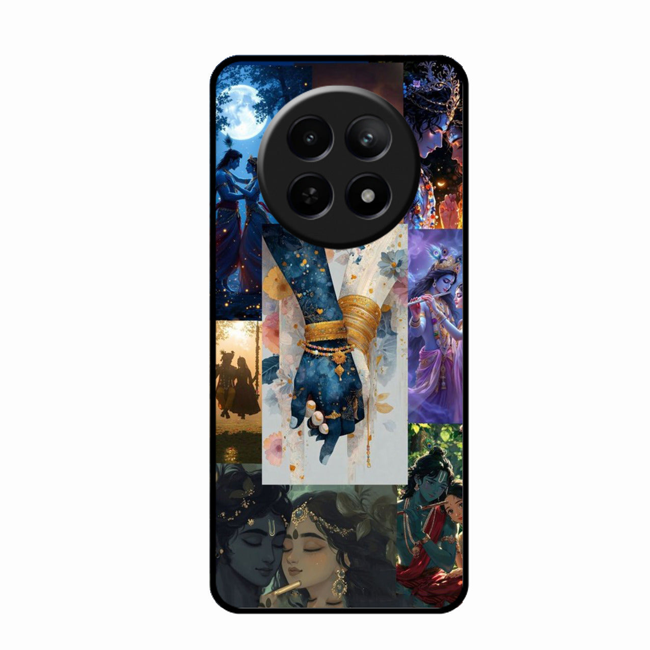 Eternal Radha Krishna Love Glass Phone Case for iPhone 16 Pro