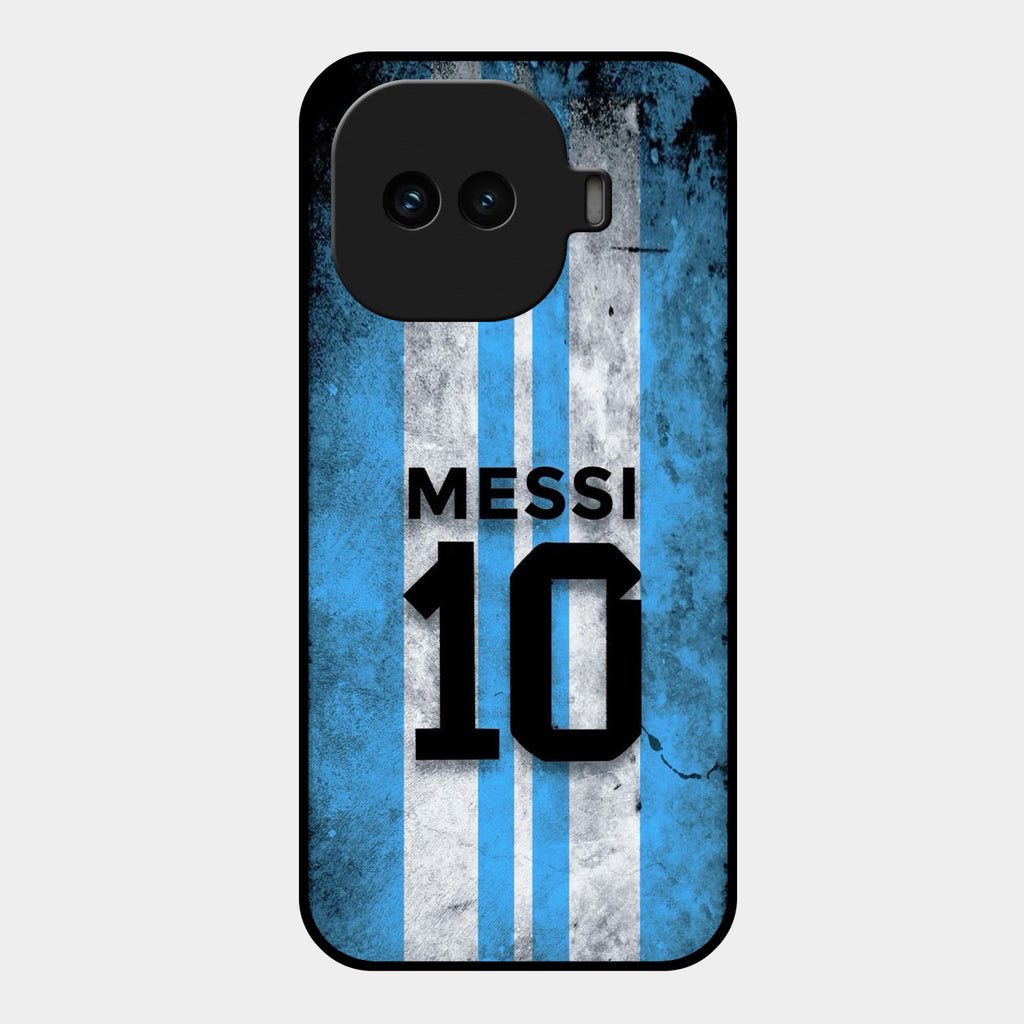 Blue Stripes Number 10 Football Glass Phone Case for iQOO 15R 5G