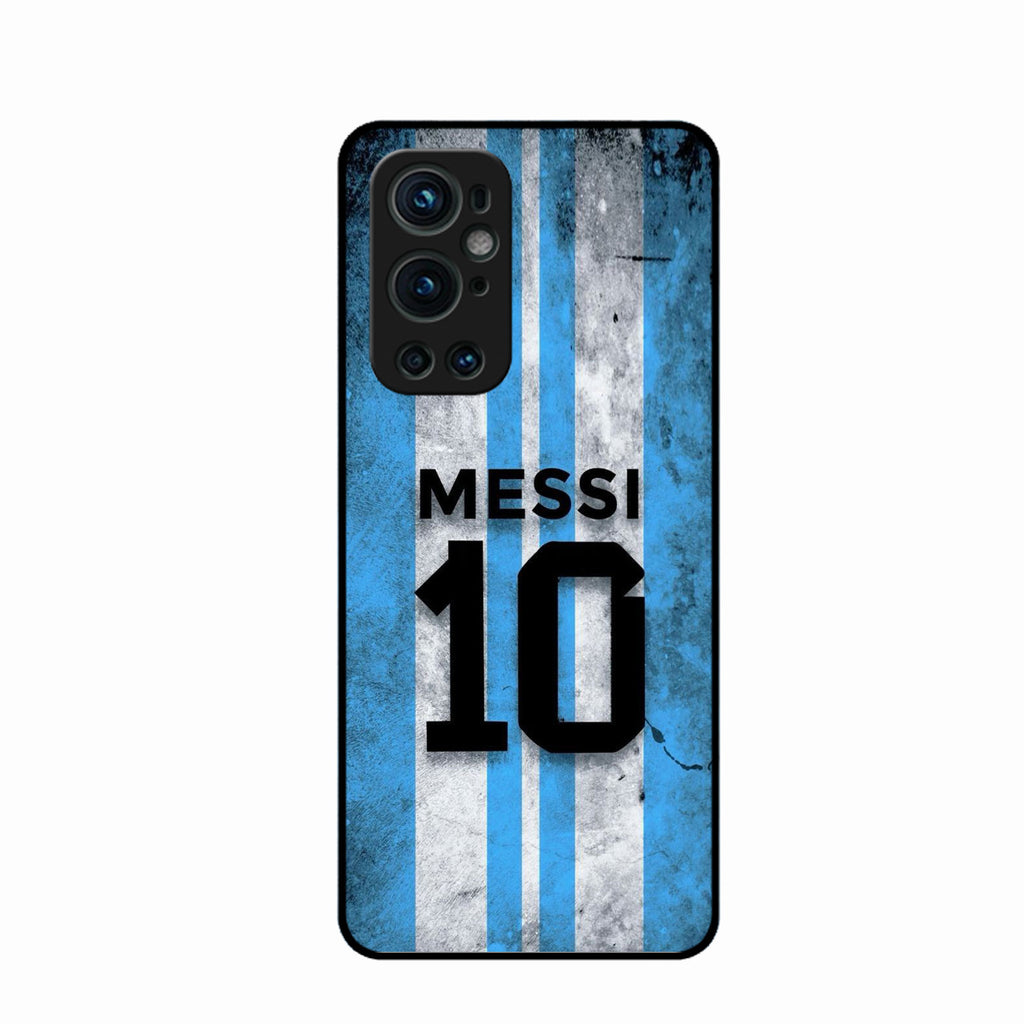 Blue Stripes Number 10 Football Glass Phone Case for Oneplus 9 Pro 5G