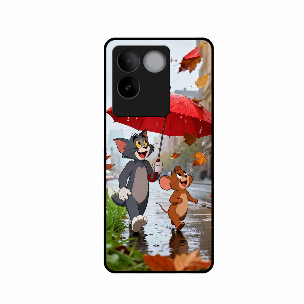 Rainy Day Cartoon Glass Phone Case for iQOO Z7 Pro 5G