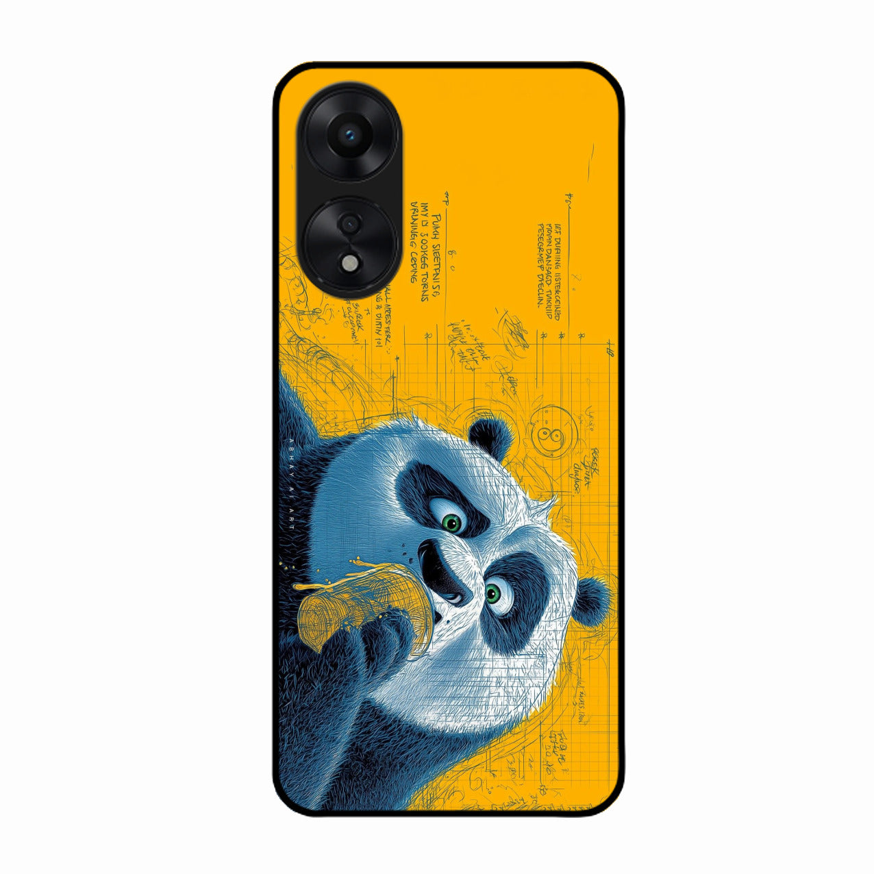 Cute Panda Sketch Premium Glass Phone Case for Oppo A78 5G