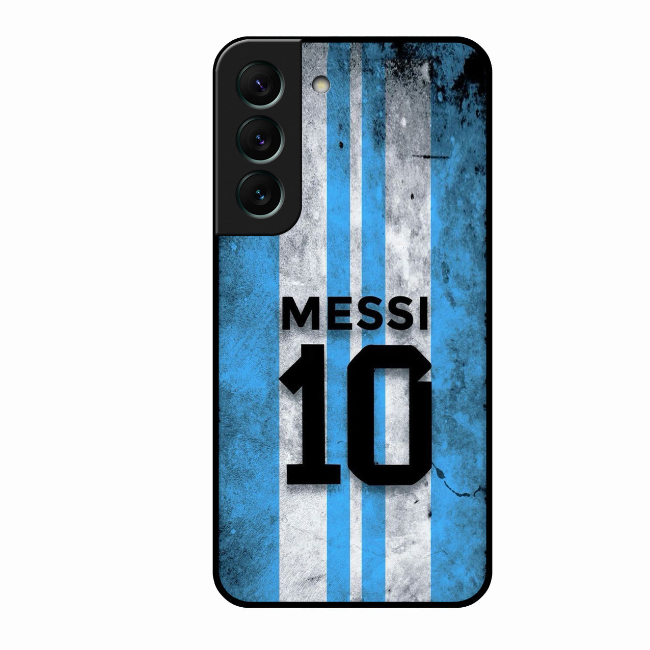 Blue Stripes Number 10 Football Glass Phone Case for Samsung Galaxy S22 5G