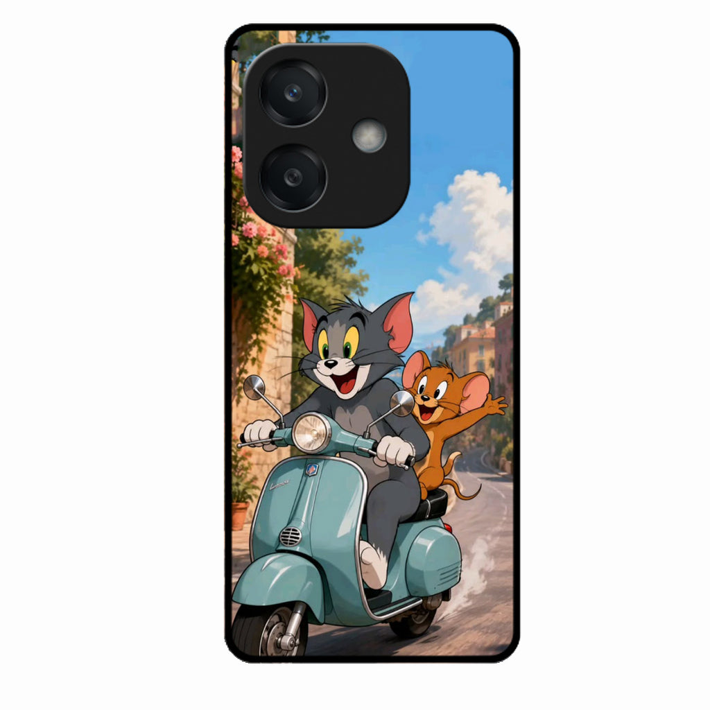 Cartoon Scooter Adventure Premium Glass Phone Case for Oppo A3X 5G