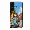 Cartoon Scooter Adventure Premium Glass Phone Case for Samsung Galaxy S22 Plus 5G