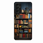Colorful Bookshelf Art Glass Case Cover for Samsung Galaxy F15 5G