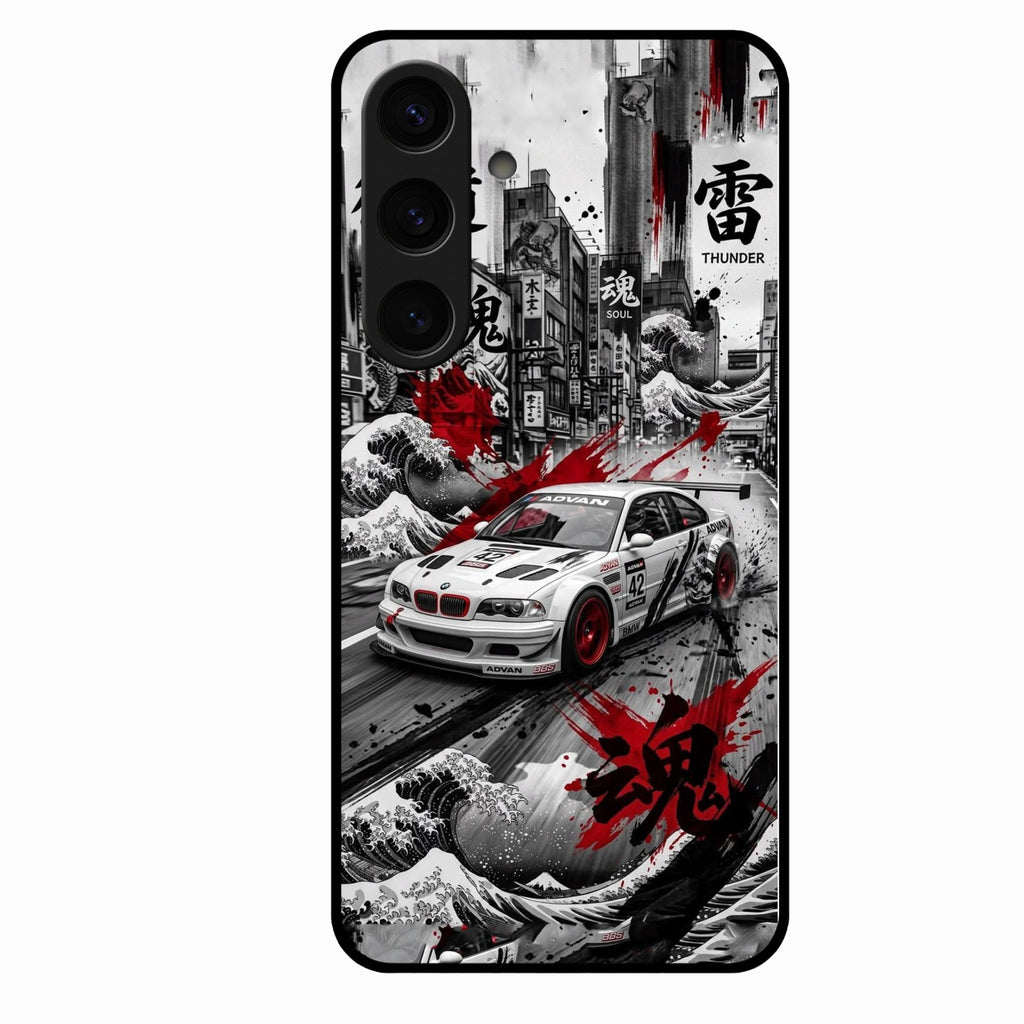 Japanese Wave Drift Racing Premium Glass Phone Case for Samsung Galaxy S24 5G