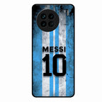 Blue Stripes Number 10 Football Glass Phone Case for Vivo X90 5G