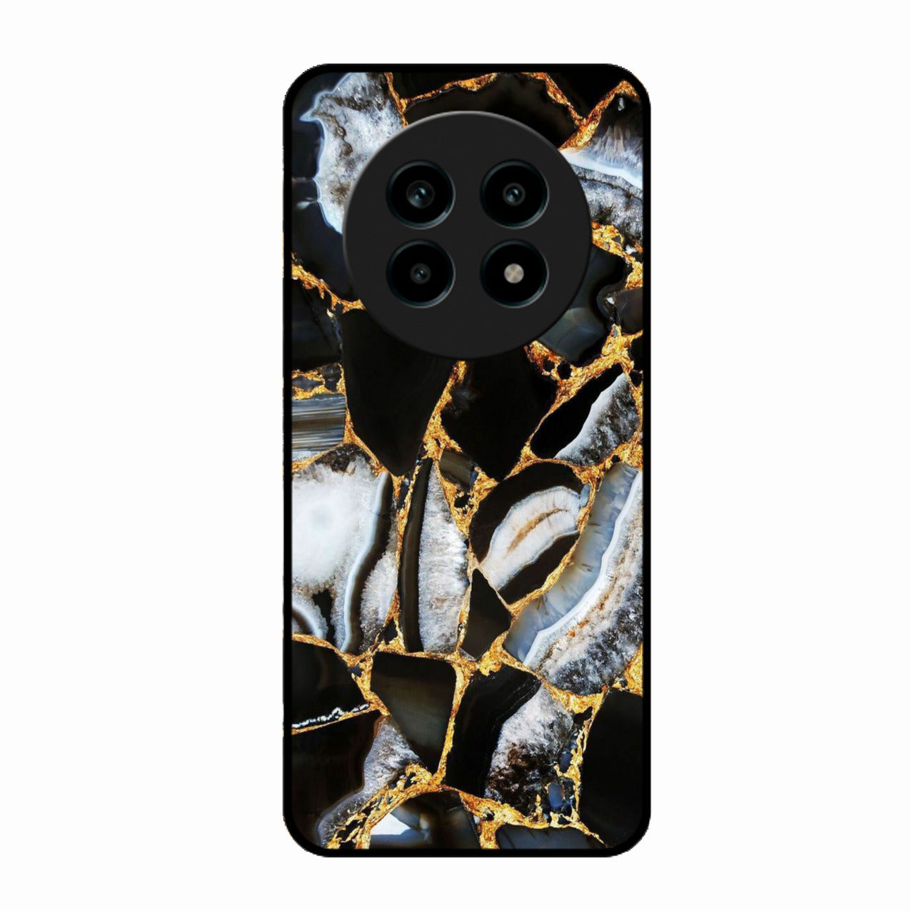 Black Gold Marble Glass Phone Case for Realme 13 Pro Plus 5G