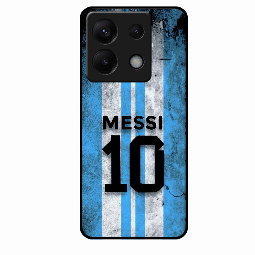 Blue Stripes Number 10 Football Glass Phone Case for Redmi Note 13 Pro 5G
