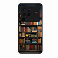 Colorful Bookshelf Art Glass Case Cover for Vivo X80 Pro 5G
