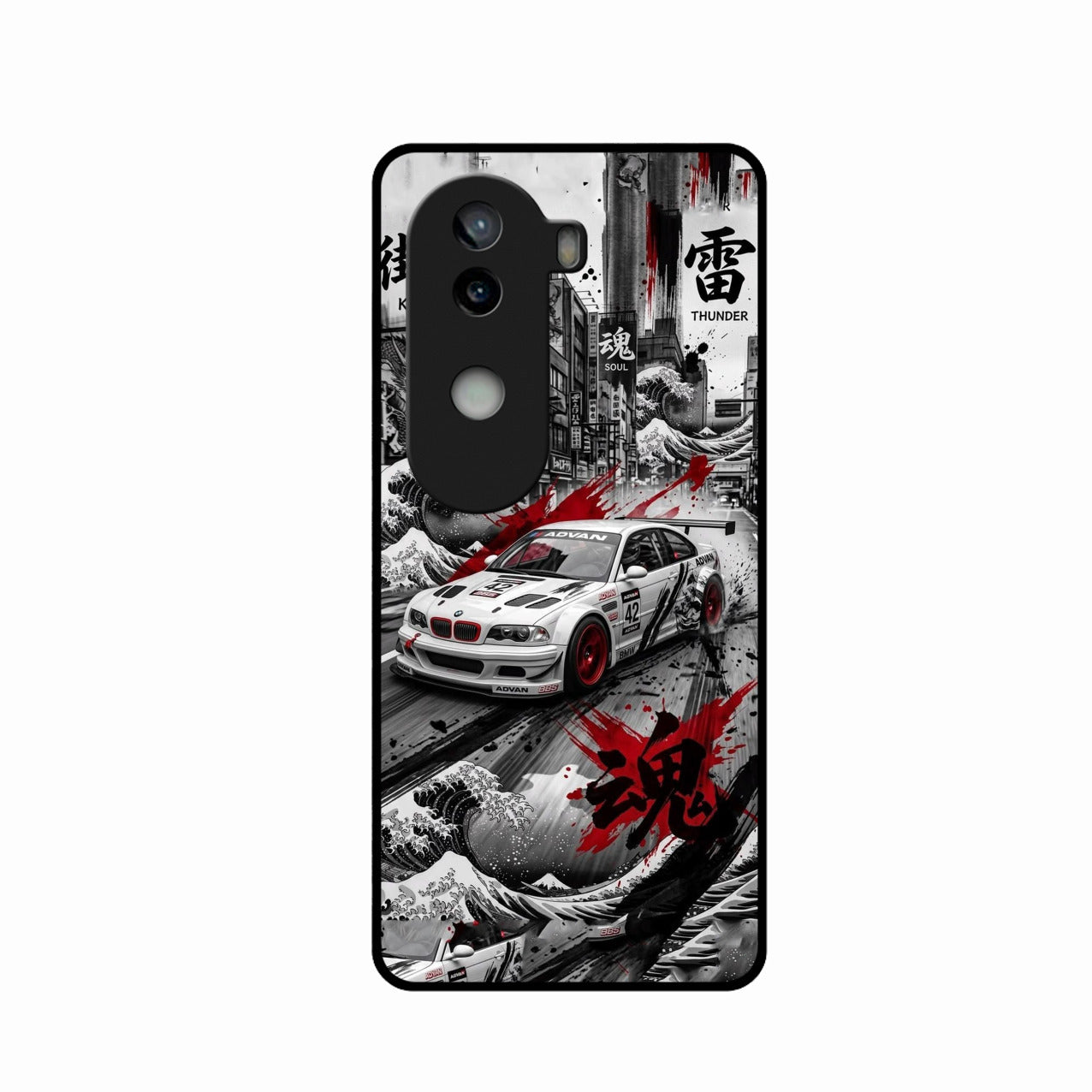 Japanese Wave Drift Racing Premium Glass Phone Case for iQOO Z9S 5G