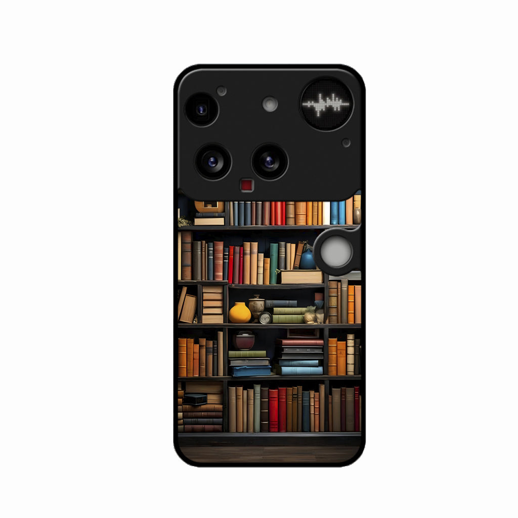 Colorful Bookshelf Art Glass Case Cover for Nothing Phone 3